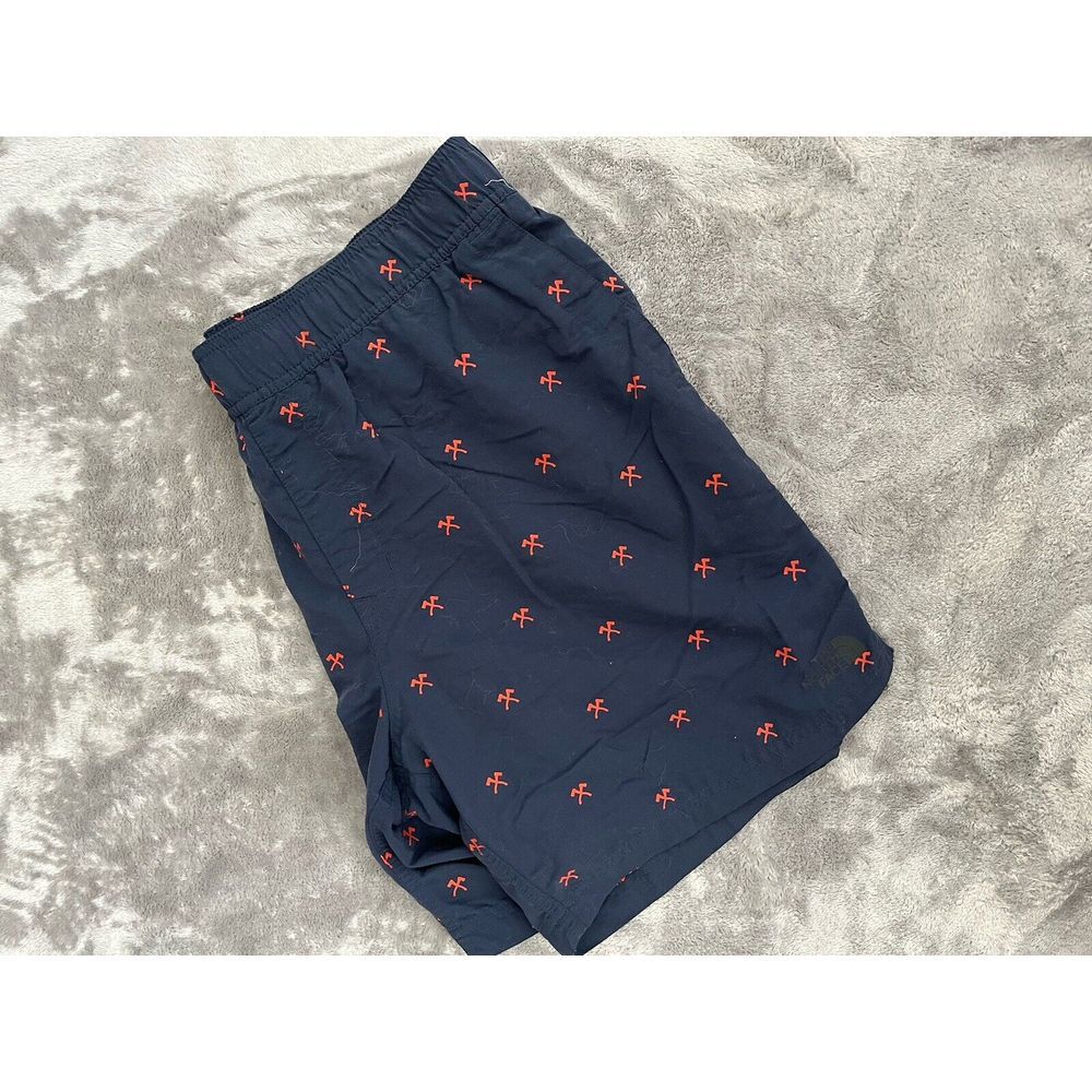 The North Face Mens Large Navy Blue All Over Axe Print Swim Trunks‎ Flashdry